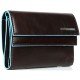 Луксозен дамски портфейл с двойно прихлупване Piquadro Blue Square - Тъмно Кафяв
