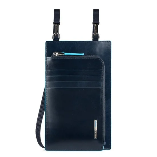 Blue Square Вертикална чантичка за рамо за смартфон в син цвят