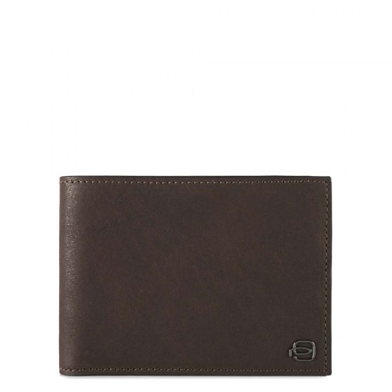 Black Square Мъжки портфейл от естествена кожа с отделения за карти и монети и RFID в тъмно кафяв цвят