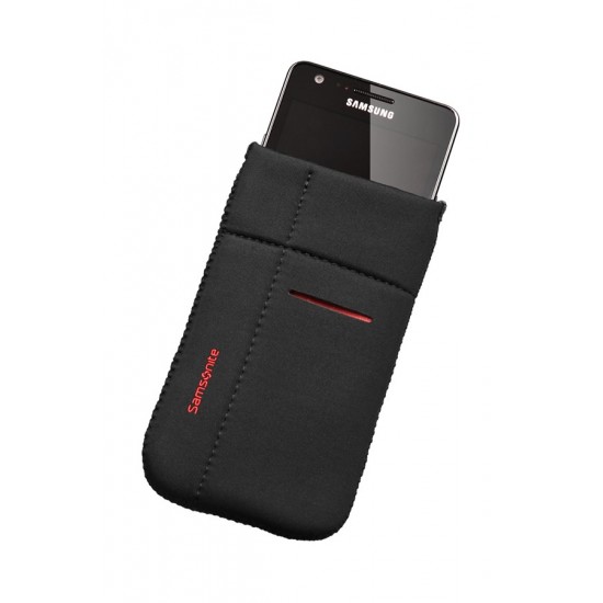Калъф за телефон, размер L, Airglow Mobile, черен с червен кант
