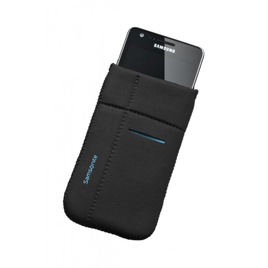 Калъф за телефон, размер L, Airglow Mobile, черен със син кант