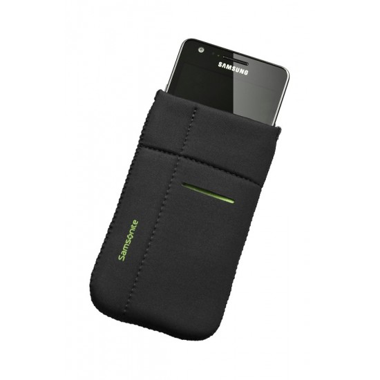Калъф за телефон, размер L, Airglow Mobile, черен със зелен кант