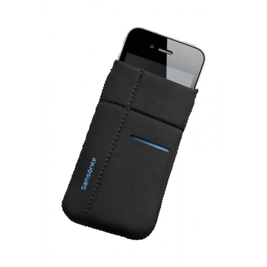 Калъф за телефон, размер М, Airglow Mobile, черен със син кант