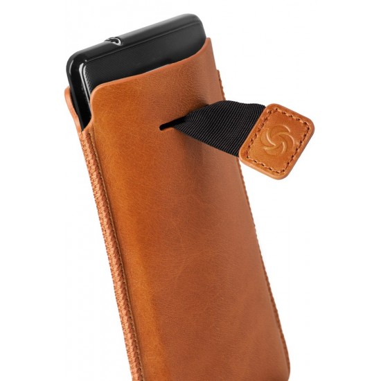 Оранжев калъф за телефон от естествена кожа размер L Dezir Swirl