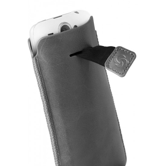 Сив калъф за телефон от естествена кожа размер XL Dezir Swirl