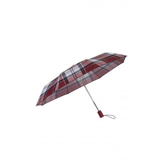 Тройно сгъваем автоматичен чадър Alu Drop S TM червено каре