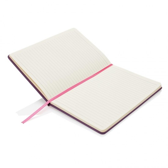 XD Тефтер, А5, 80 листа, офсетова хартия, с розов хоризонтален ластик, лилав