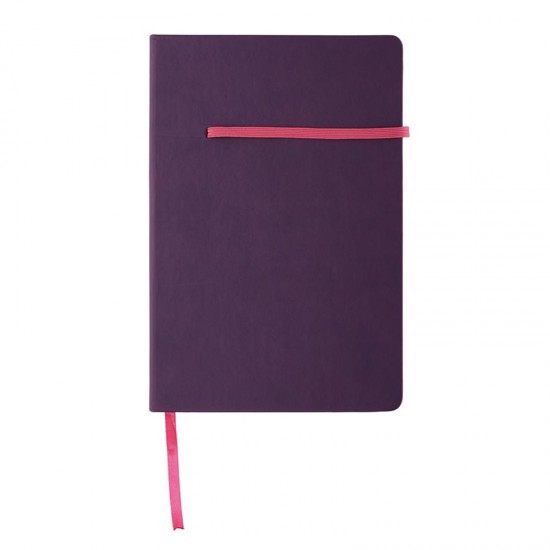 XD Тефтер, А5, 80 листа, офсетова хартия, с розов хоризонтален ластик, лилав
