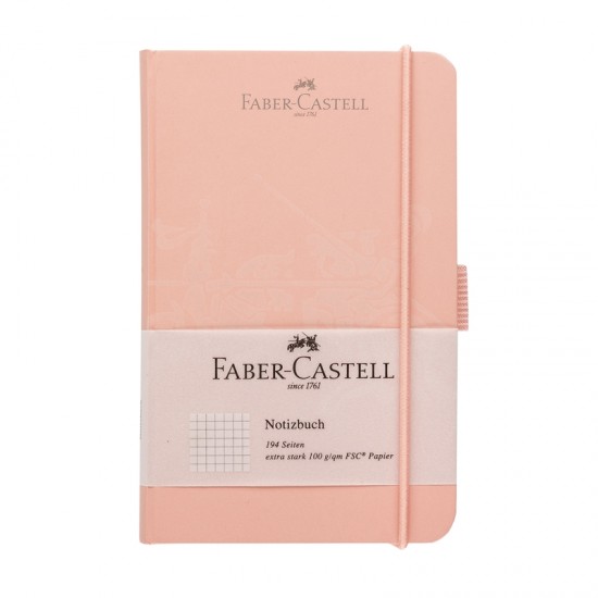 Faber-Castell Тефтер А6, на квадратчета, с ластик, светлорозов