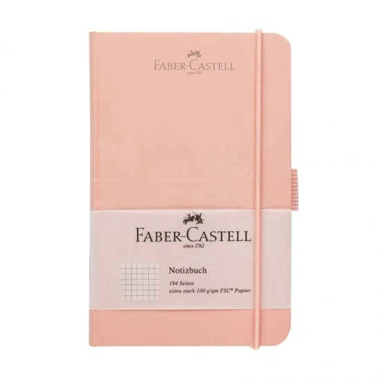Faber-Castell Тефтер А6, на квадратчета, с ластик, светлорозов