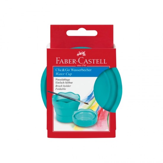 Faber-Castell Чаша за рисуване Clic&Go, сгъваема, тюркоаз