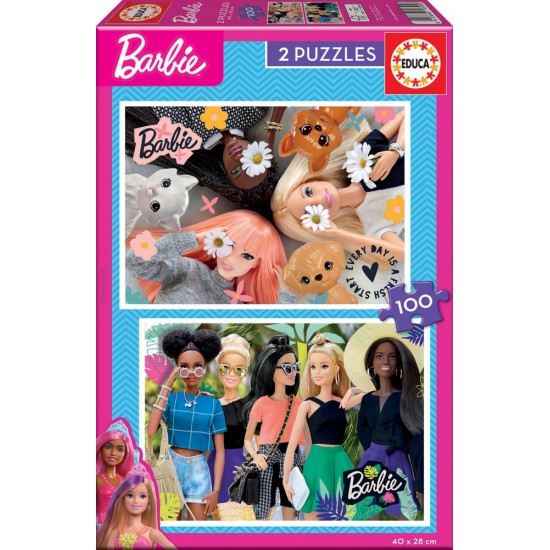 Пъзел 2 в 1, Educa, Barbie, 2 х 100 части