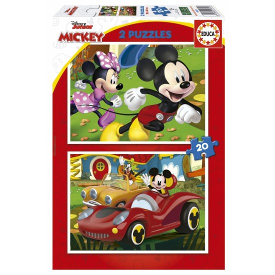 Пъзел 2 в 1 Educa, Mickey Mouse, Забавна къща, 2 x 20 части