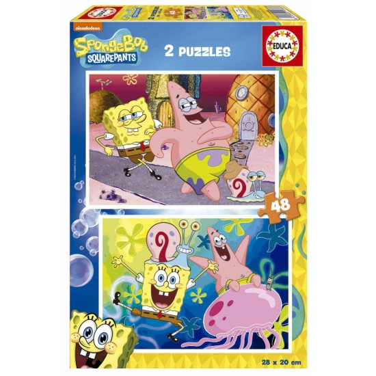 Пъзел 2 в 1, Educa, Sponge Bob, 2×48 части