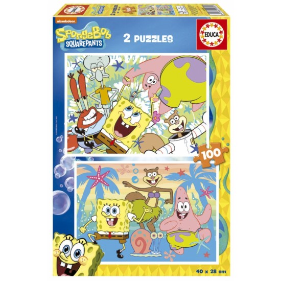 Пъзел 2 в 1, Educa, Sponge Bob, 2 х 100 части