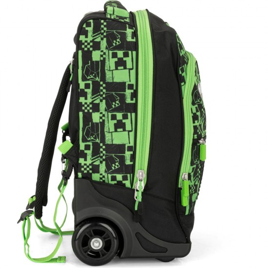 Ученическа раница на колела Minecraft Premium Pixels Green
