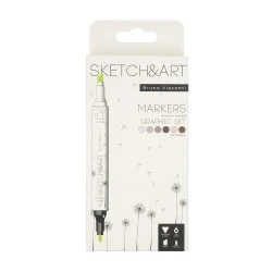 Перманентни двувърхи маркери Sketch&Art -  6 цв. Графика