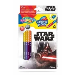 Двувърхи цветни моливи 12/24 цвята и острилка Star Wars Disney Colorino