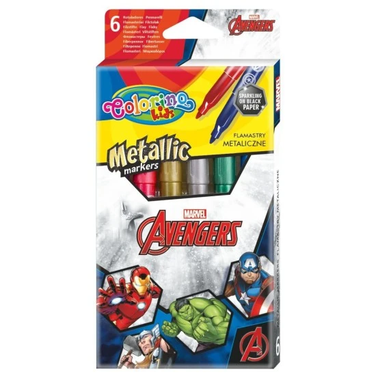 Флумастери The Avengers 6 металик цвята Colorino Disney