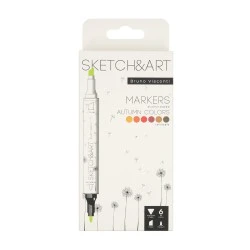 Перманентни двувърхи маркери Sketch&Art -  6 цв. Есен