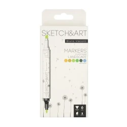 Перманентни двувърхи маркери Sketch&Art -  6 цв. Гора