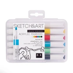 Акрилни маркери Sketch&Art -  6 цв. основни