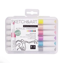 Акрилни маркери Sketch&Art -  6 цв. пастелни