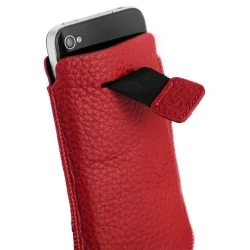 Червен калъф за телефон от естествена кожа размер М Slim Classic leather