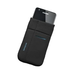 Калъф за телефон, размер L, Airglow Mobile, черен със син кант