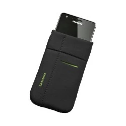 Калъф за телефон, размер L, Airglow Mobile, черен със зелен кант
