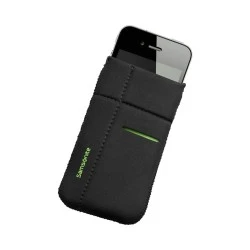 Калъф за телефон, размер М, Airglow Mobile, черен със зелен кант