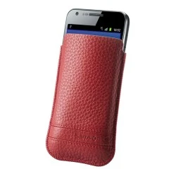 Червен калъф за телефон от естествена кожа размер L Slim Classic leather