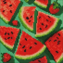 Диамантен гоблен - канава 20 x 20см.  - Диня