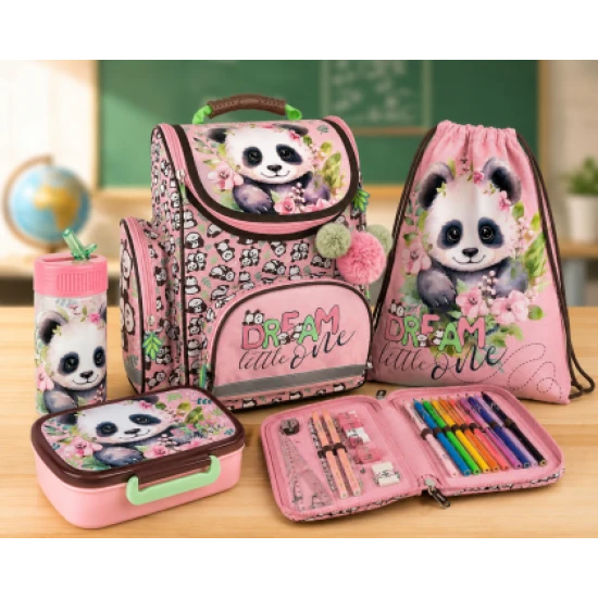 PANDA 10 комплект 5 в 1 - раница, несесер, спортна торба, бутилка и кутия за храна