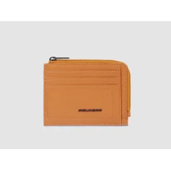 Atlas Кожен портфейл за документи карти и монети с RFID защита Оранжев