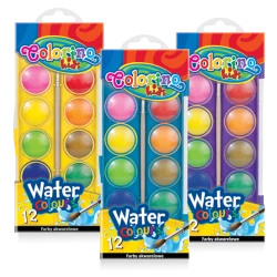 Акварелни бои 12 цвята голяма кутия  Colorino