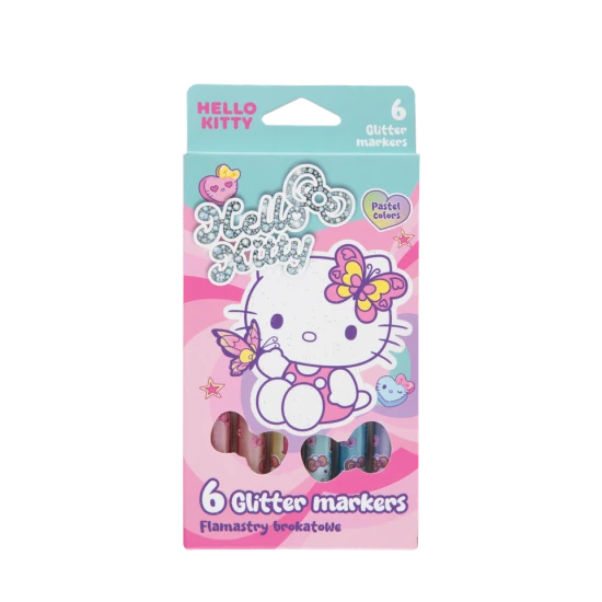 Брокатни флумастери 6 цвята Colorino Hello Kitty Pastel
