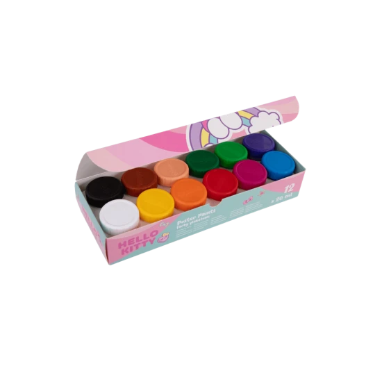Темперни бои в бурканчета 12 цвята Colorino Hello Kitty Pastel