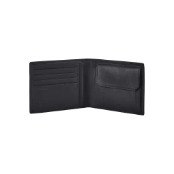 Портфейл от естествена кожа Attack 2 SLG с отделение за монети и RFID защита черен цвят